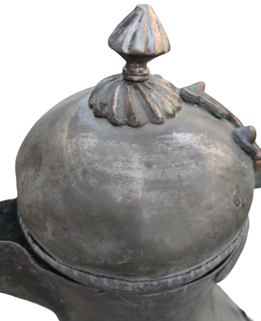 OSMANLI ÜZERİ YAZILI BAKIR BOMBELİ KAPAKLI KAHVEDAN İBRİK HER YERİ TAMAMEN EL YAPIM USTA İŞİ SÜPER FORMDA