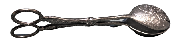 KEK PASTA BÖREK SERVİS SUNUM MAŞASI KOMPLE ÜZERİ  FEODAL MOTİF GÜMÜŞ KAPLAMA  MAKAS MAŞA 22 CM BOY