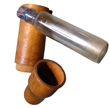 OSMANLI CEVİRMELİ KAPAKLI AHŞAP KENDİ KUTUSUNDA TIPALI ŞEFFAF BEYAZ CAM PARFUM ŞİŞESİ