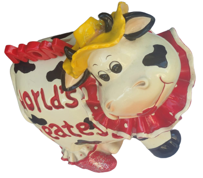 MOM WORDS GREATEST SERAMİK İNEK KUMBARA  ÜZERİ ANNE SÖZLERİ BÜYÜKTÜR YAZILI