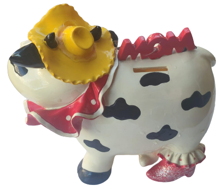 MOM WORDS GREATEST SERAMİK İNEK KUMBARA  ÜZERİ ANNE SÖZLERİ BÜYÜKTÜR YAZILI