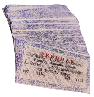 TEMENTTU KOPONU 20 ADET LOT HALİNDE TEBOMAK TEMİZLEME BOYAMA MAKİNELERİ SANAYİİ ANONİM ŞİRKETİ