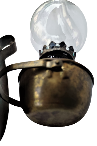 1930 PİRİNC HAZNELİ CAM ŞİŞELİ ÜC NUMARA GAZ LAMBASI OYNAR HAZNE ELDE TAŞIMA DUVARA  ASMA  YERLİ