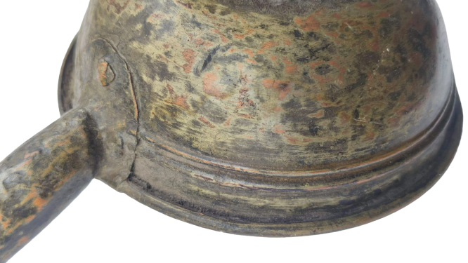 OSMANLI BAKIR SAPLI TAS PEKMEZ SIRA SIVI GIDALAR YAPIMINDA KULLANILAM GECME EL YAPIM DOGME BAKIR