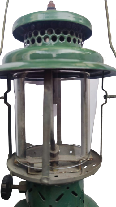 COLEMAN 1942 USA  LUKS PARAFİN GAZ AYDINLATICI LAMBA COLEMAN GAZ ISIK AYARLANABİLİR TEK MANTOLU AVCI KAMP FENER METAL YEŞİL RENK