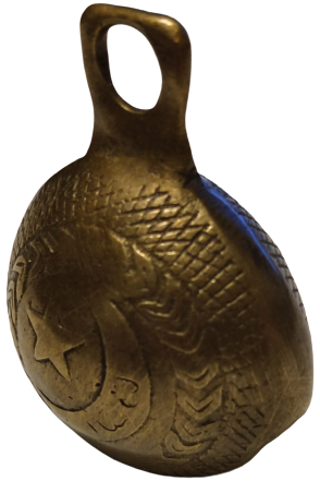 OSMANLI BRONZ ÜZERİ EL KAZIMA CAN ÜZERİNDE GÖRSELDE CELENK ORTASINDA HİLAL VE YILDIZ HİLALİN İÇİ YAZILI TONGURDAK ZİL