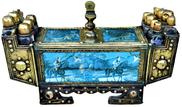 1950 AHŞAP ÜZERİ SARI PİRİNC AYAKKABI BOYACISI  SANDIGI KUNDURA CİLALAMA BOYACI SANDIK 16 CAM ŞİŞE GÖZLU KİLİTLİ BOZUK PARA KUMBARA CEKMECELİ