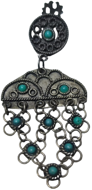 OSMANLI ÜZÜM SALKIMI SALLAMA TAMAMI EL USTA YAPIM İŞCİLİKLİ CİFT KUPE ÜZERİNDE 9 ADET UGURLU SAYI FİRÜZE TAŞLI 