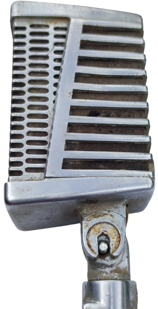 1960 TEISCO DM 301 DYNAMİC MİCROPHONE SAHNE MİCROFONU  MODEL METAL OYNAR HAREKETLİ KABLO BAGLANTI BAŞLI 