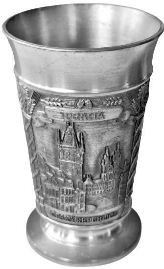 1960 REIN ZİNN ZİN ETAIN İTALYAN BARDAK ÜZERİ KABARTMA PRAGUE PRAHA PRAG GÖRSELLİ  TABANI DAMGALI