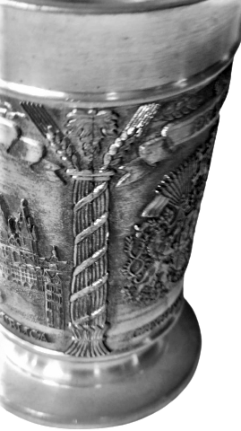 1960 REIN ZİNN ZİN ETAIN İTALYAN BARDAK ÜZERİ KABARTMA PRAGUE PRAHA PRAG GÖRSELLİ  TABANI DAMGALI