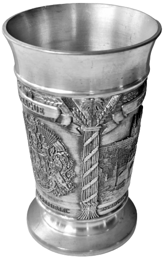 1960 REIN ZİNN ZİN ETAIN İTALYAN BARDAK ÜZERİ KABARTMA PRAGUE PRAHA PRAG GÖRSELLİ  TABANI DAMGALI