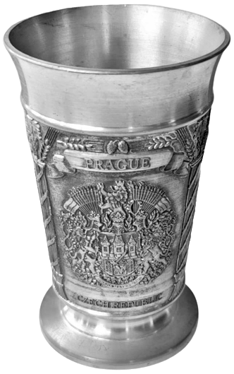 1960 REIN ZİNN ZİN ETAIN İTALYAN BARDAK ÜZERİ KABARTMA PRAGUE PRAHA PRAG GÖRSELLİ  TABANI DAMGALI