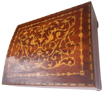 KAPAKLI KUTU GÜL AGACI KAPAK ÜZERİ EL İLE YAPILMIŞ MARKUTERİ İŞLEME TESBİH VE MUCEVHER KUTUSU