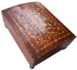 KAPAKLI KUTU GÜL AGACI KAPAK ÜZERİ EL İLE YAPILMIŞ MARKUTERİ İŞLEME TESBİH VE MUCEVHER KUTUSU