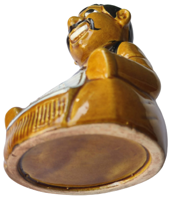 ROM BACARDİ ANEJO ANTİQUE  OTURAN MEKSİKALI YÖRESEL KIYAFETLİ ADAM FİGURÜ MANTAR TIPALI RENKLİ SERAMİK ŞİŞE