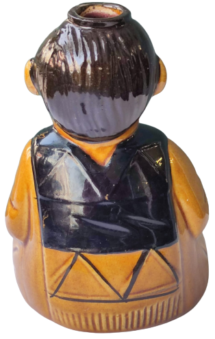 ROM BACARDİ ANEJO ANTİQUE  OTURAN MEKSİKALI YÖRESEL KIYAFETLİ ADAM FİGURÜ MANTAR TIPALI RENKLİ SERAMİK ŞİŞE