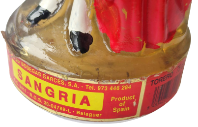 1960 EMBOTELLADO POR BODEGAS GARCES SANGRIA  İSPANYAOL BOGA GÜŞEŞCİSİ MATADÖR  İCİ DOLU CAM ŞİŞE 