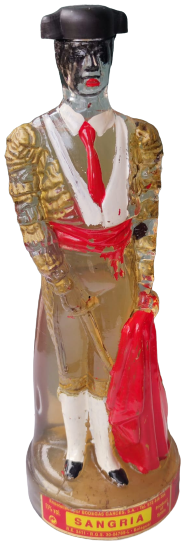 1960 EMBOTELLADO POR BODEGAS GARCES SANGRIA  İSPANYAOL BOGA GÜŞEŞCİSİ MATADÖR  İCİ DOLU CAM ŞİŞE 