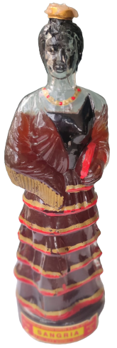 1960 EMBOTELLADO POR BODEGAS GARCES SANGRIA  İSPANYAOL FLAMENKO DANSCISI KADIN İCİ DOLU CAM ŞİŞE 