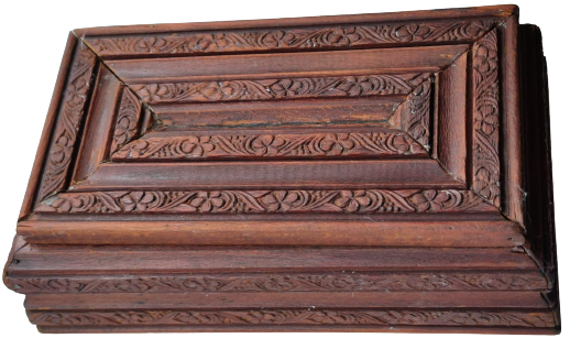 1930 AHŞAP UZERİ OYMA KAPAGI TAŞ AYNALI ERKEK TRAŞ TAKIM KUTUSU İCERSİ TAM 8 PARCA GEREKLİ MALZEMELERLE DOLU