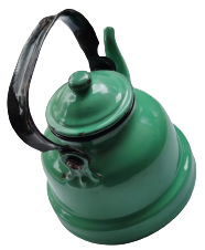 1930 KAPAKLI YEŞİL EMAYE CAYDANLIK TUTMA YERİ SİYAH İCERSİ MEBAY EMEYE CEKOSLAVAK MALI YARIM LİTRELİK