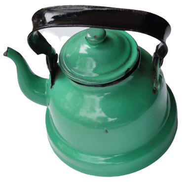 1930 KAPAKLI YEŞİL EMAYE CAYDANLIK TUTMA YERİ SİYAH İCERSİ MEBAY EMEYE CEKOSLAVAK MALI YARIM LİTRELİK