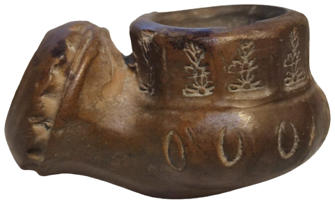 OSMANLI 19 YUZYIL TOPHANE LÜLE  ÜZERİ DESENLİ İŞLEMELİ TÜTÜN İÇME TOPRAK EL YAPIM PİŞMİK KİLDEN YAPILMA 