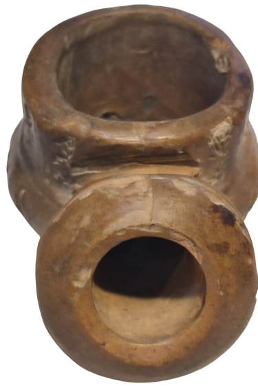 OSMANLI 19 YUZYIL TOPHANE LÜLE  ÜZERİ DESENLİ İŞLEMELİ TÜTÜN İÇME TOPRAK EL YAPIM PİŞMİK KİLDEN YAPILMA 