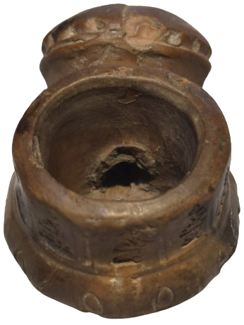 OSMANLI 19 YUZYIL TOPHANE LÜLE  ÜZERİ DESENLİ İŞLEMELİ TÜTÜN İÇME TOPRAK EL YAPIM PİŞMİK KİLDEN YAPILMA 