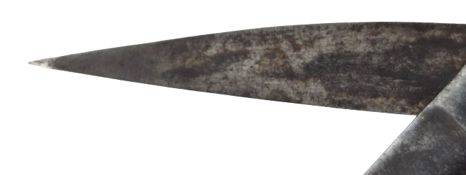 OSMANLI SICAK EL DÖGME  DEMİR CELİK  USTA İŞİ YAPIMI UFAK PROVA MAKAS ÜZERİ YAZILI 