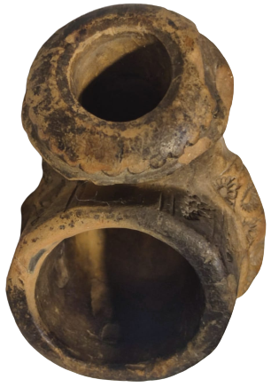 OSMANLI 19 YUZYIL TOPHANE LÜLE  ÜZERİ DESENLİ İŞLEMELİ TÜTÜN İÇME TOPRAK EL YAPIM PİŞMİK KİLDEN YAPILMA 