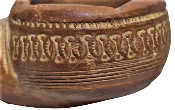 OSMANLI 19 YUZYIL TOPHANE LÜLE ÜZERİ DESENLİ İŞLEMELİ TÜTÜN İÇME TOPRAK EL YAPIM PİŞMİK KİLDEN YAPILMA 