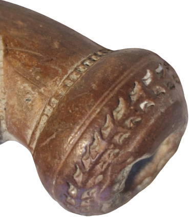 OSMANLI 19 YUZYIL TOPHANE LÜLE ÜZERİ DESENLİ İŞLEMELİ TÜTÜN İÇME TOPRAK EL YAPIM PİŞMİK KİLDEN YAPILMA 