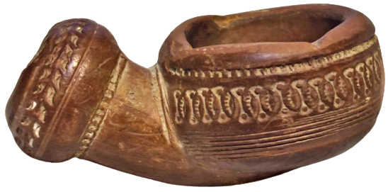 OSMANLI 19 YUZYIL TOPHANE LÜLE ÜZERİ DESENLİ İŞLEMELİ TÜTÜN İÇME TOPRAK EL YAPIM PİŞMİK KİLDEN YAPILMA 