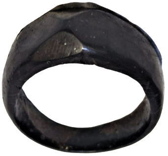 OSMANLI ZİHGİR YUZUK SİYAH BOYNUZDAN YAPILMIŞ BAŞ PARMAK İÇİN USTA İŞİ EL YAPIMI OKCU YUZUGÜ OVAL