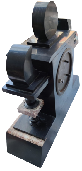 1930 SİHAY VE PEMBE TONLARDA MERMER VE BRONZ CİFT ŞAMDANLI ŞÖNİNE KONSOL SAATİ KURMALI