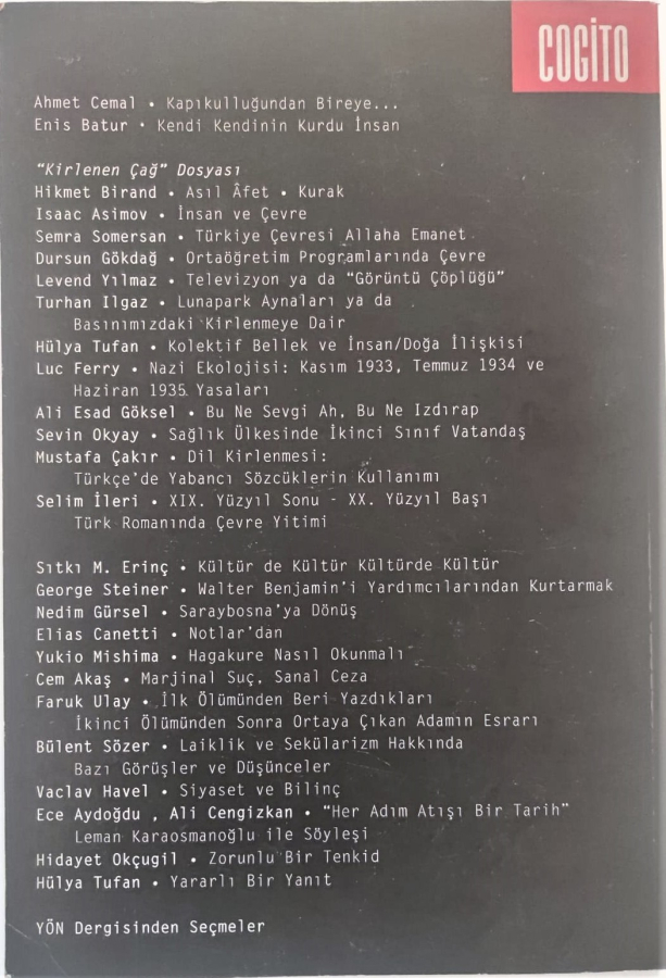 COGİTO KİRLENEN CAG YAPI KREDİ YAYINLARI  KİRLENEN ÇAĞ  3 AYLIK DÜŞÜNCE DERGİSİ SAYI:2 ĞUZ 1994