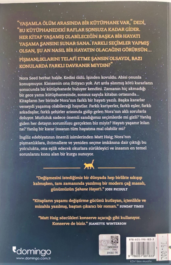 GECE YARISI KÜTÜPHANESİ, MATT HAIG TARAFINDAN KALEME ALINMIŞTIR KİTAP 2022 SENESİNDE YAYINLANMIŞTIR