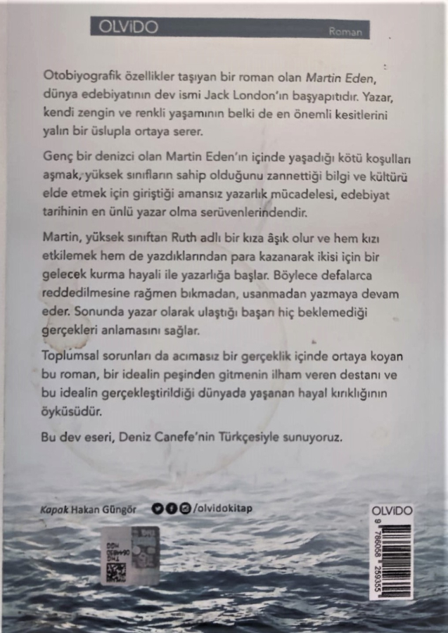 MARTIN EDEN OLVİDO JACK LONDON MUHTEŞEM SÜRÜKLEYİCİ BİR OYKUNUN HİKAYESİDİR