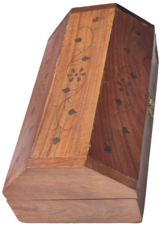 MASİF ÜZERİ PİRİNC CİCEK KAKMA PİRAMİT KAPAKLI İCİ BORDO KAPLAMA MÜCEVHER VEYA TESBİH KUTUSU