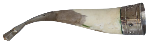 BOYNUZ PİRİNC ÜZERİ İŞLİ DEKORATİF BOYNUZ AGIZ KISMI PİRİNC UC KISMI KUŞ GAGASI KADEH AVCI VE ŞAVAŞCILARA ÖZEL YAPIM