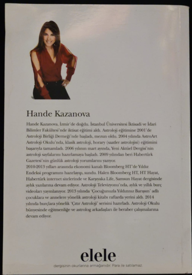 HANDE KAZANOVA ASTROLOJİ 2017  AŞK KARİYER PARA SAGLIK KARTON KAPAK 19 X 13 CM