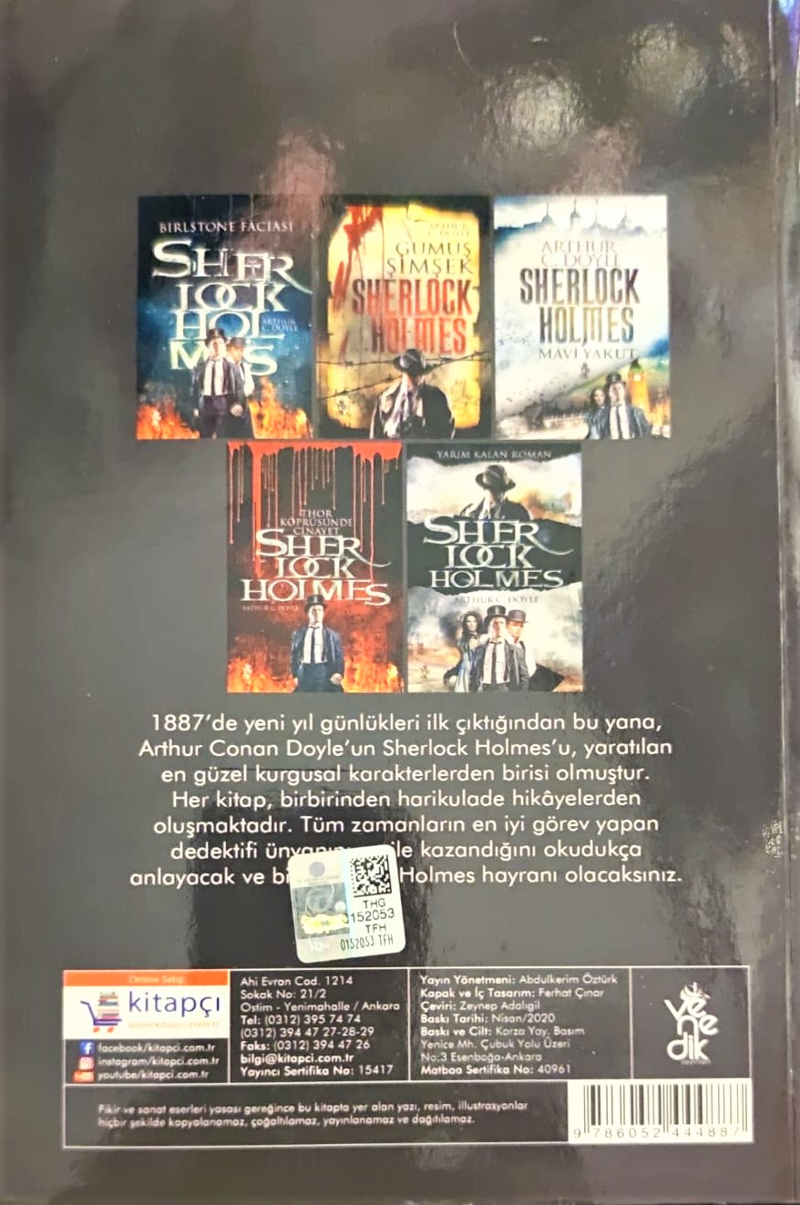 YARIM KALAN ROMAN  SHERLOCK HOLMES VENEDİK YAYINLARI KARTON KAPAK 276 SAYFA 13.5X19 CM