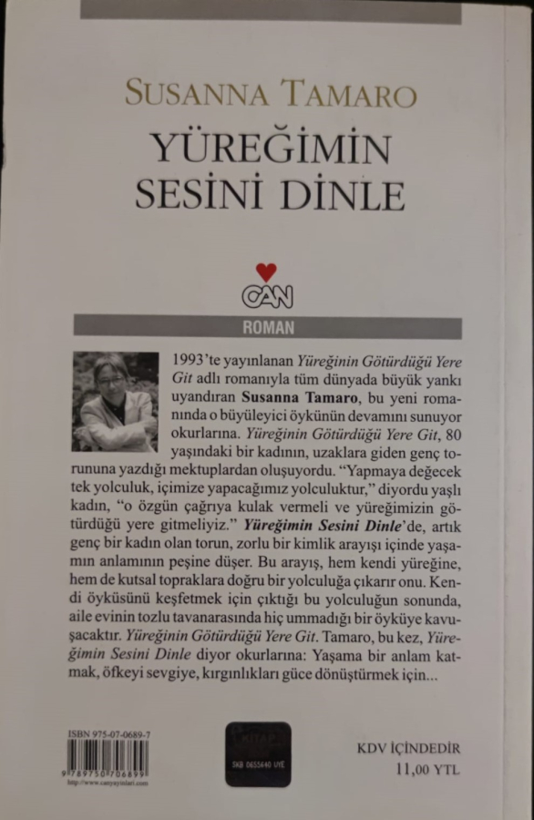 YUREGİMİN SESİNİ DİNLE SUSANNA TAMARO  CAN YAYINLARI KARTON KAPAK 14 X 20 CM 184 SAYFA