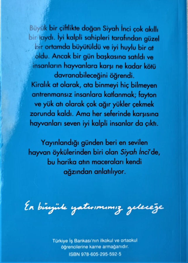 SİYAH İNCİ ANNA SEWELL UYARLAYAN AYŞE BERKTAY HACIMİRZAOĞLU  İŞ BANKASI KÜLTÜR YAYINLARI 113 SAYFA KARTON KAPAK 13X19 CM