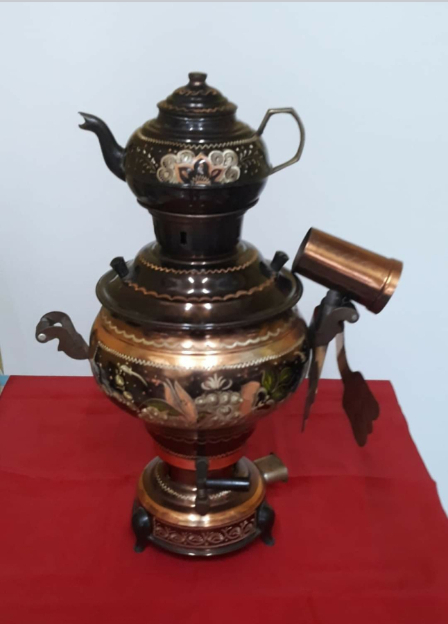 Bakır Semaver Çaydanlığı Maşası var Hem elektrikli hem kömürlü