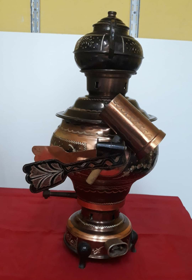 Bakır Semaver Çaydanlığı Maşası var Hem elektrikli hem kömürlü