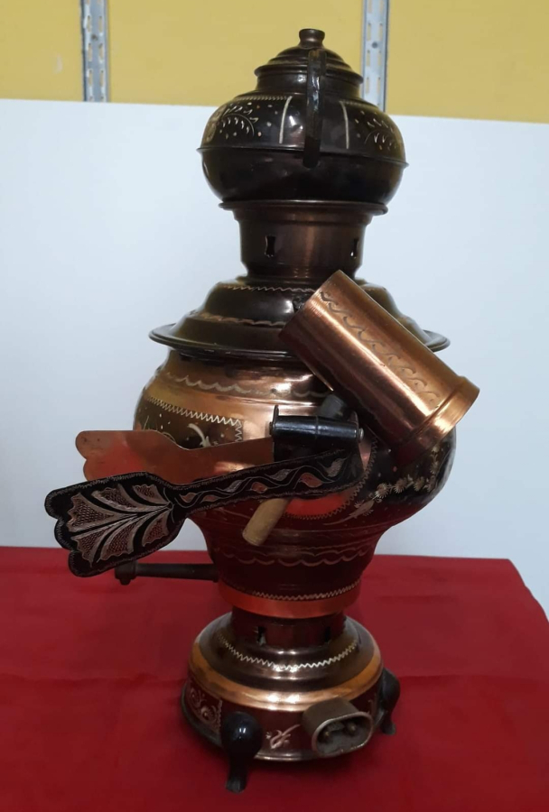 Bakır Semaver Çaydanlığı Maşası var Hem elektrikli hem kömürlü