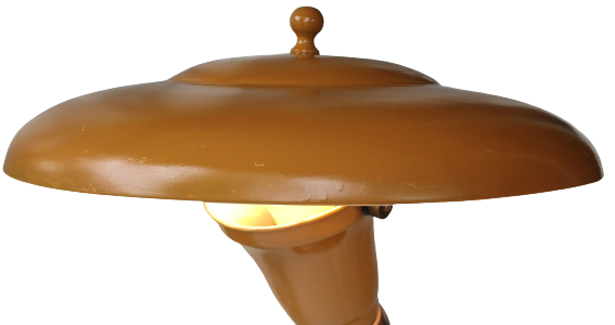 1920 METAL MANTAR HAREKETLİ OYNAR ŞAPKALI AYAKLI PİRİNC VE BAKIR PARCALARLA YAPILMIŞ SÜTÜNLÜ CALIŞMA MASA LAMBASI KİRLİ SARI RENKDE